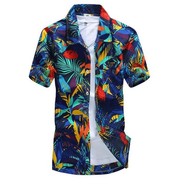 

2020 new arrivals mens beach hawaiian shirt plus size 4xl 5xl summer short sleeve mens floral print shirts -5xl ayg257, White;black