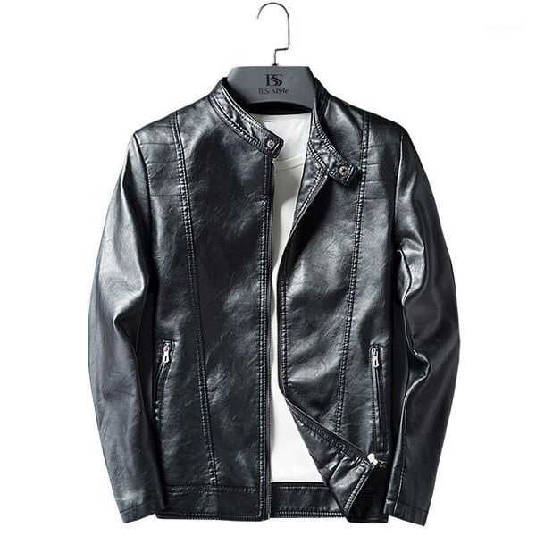 

fashion autumn male leather jacket plus size 3xl black mens stand collar coats faux leather biker jackets pu 2019 new brand k2061