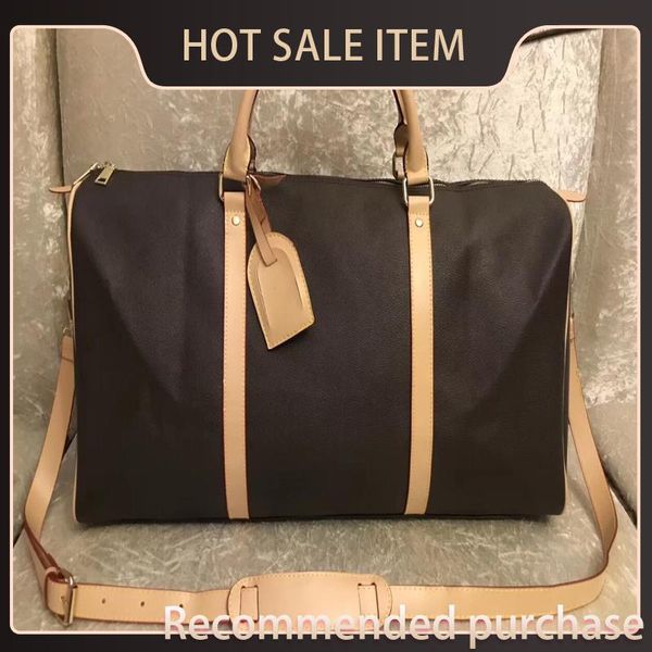 

50cm bags large capacity women travel bags on rivets sale men shoulder 2021 bottom carry quality luggage leather duffel with lock head liso