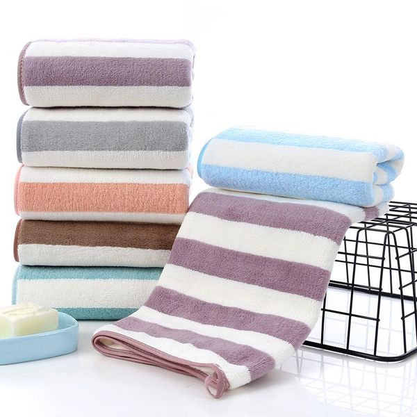 

towel t057b absorbent blue purple grey green pink stripe thick face soft microfiber bathroom home towels