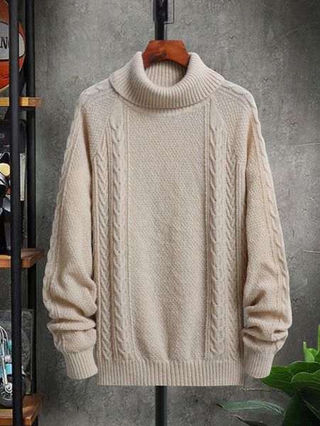 

men turtle neck raglan sleeve cable knit sweater t37n#, White;black