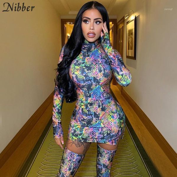 

nibber aesthetic multicolor turtleneck bodycon mini dress women stylish graphic fall club package hip dress casual streetwear1, Black;gray