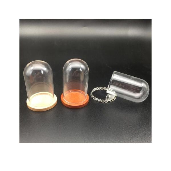 

5sets 50x30mm tube glass bubble bottle & wood metal tray for diy jewelry necklace accessories finding craft bbyeed, Bronze;silver