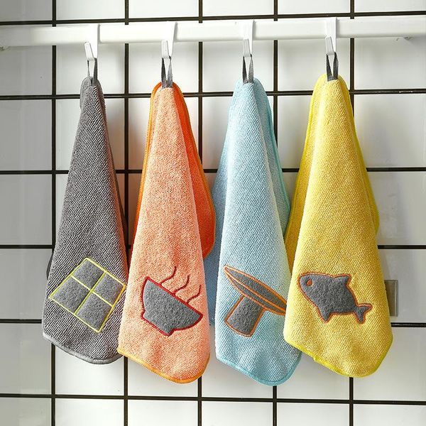 

4pcs/set hangable microfiber kitchen dish cloth non-stick oil rag household cleaning wiping towel kichen tools1