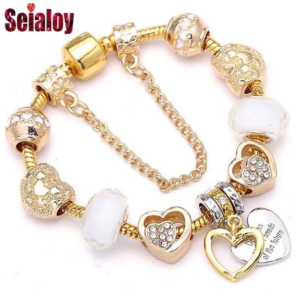 

charm bracelets seialoy fashion gold brands for women men golden wealth beads lover friendship bracelet bangle jewelry gift, Golden;silver