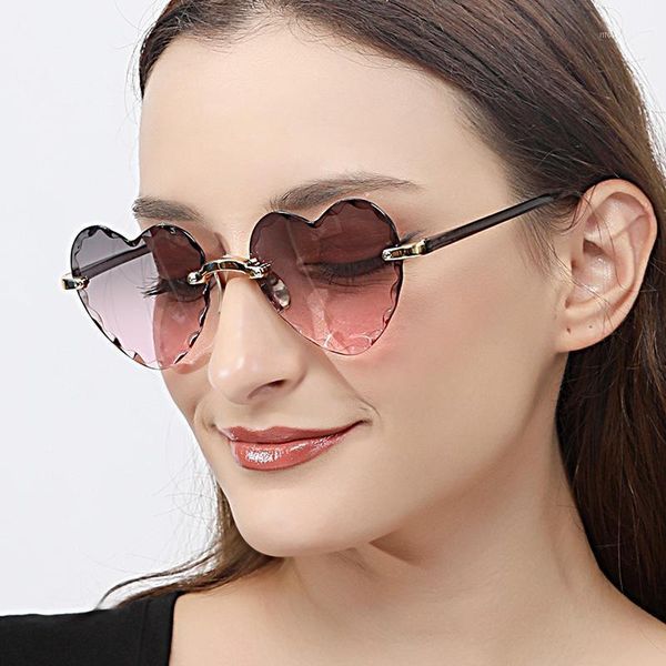 

2021 fashion rimless women's sunglasses design fashion lady sun glasses vintage alloy classic designer shades uv400 eyewear1, White;black