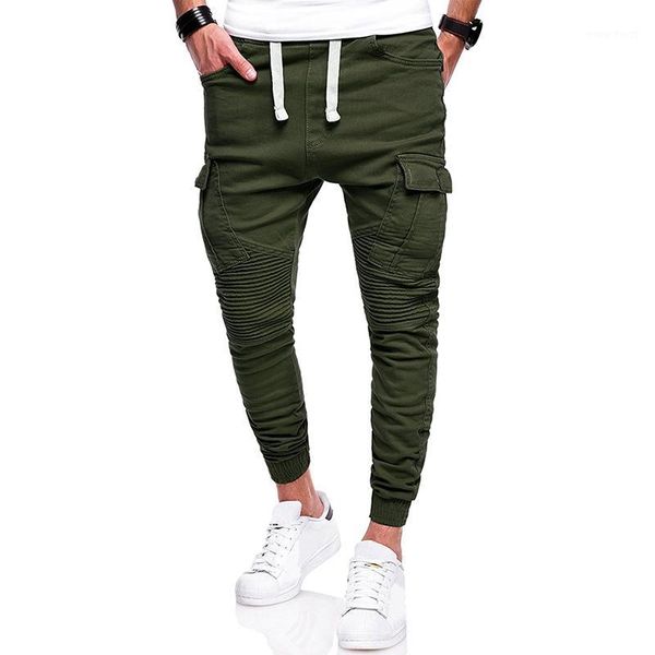 

2020 new joggers solid army green khaki drawstring harem pants men pleated hip hop trousers men clothing1, Black
