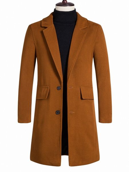 

men button front lapel neck overcoat n8h2#, Black;brown