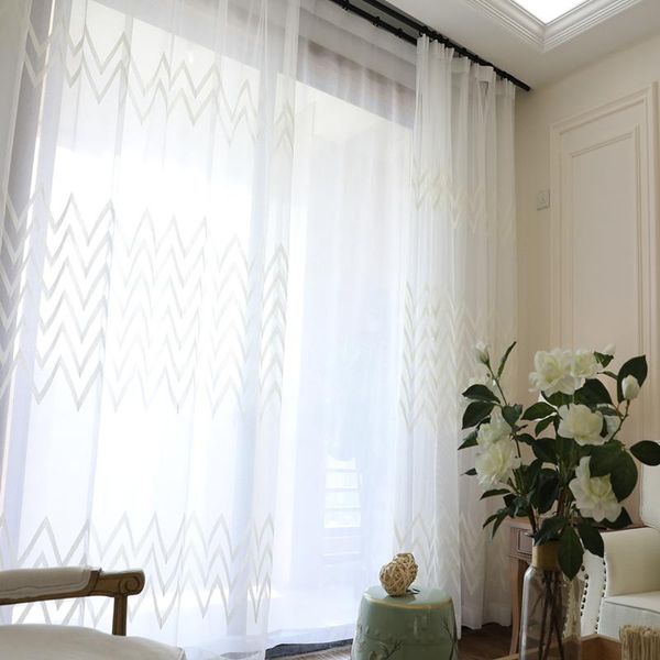 

curtain & drapes white wave modern geometric floating window finished product customized living room bedroom balcony yarn