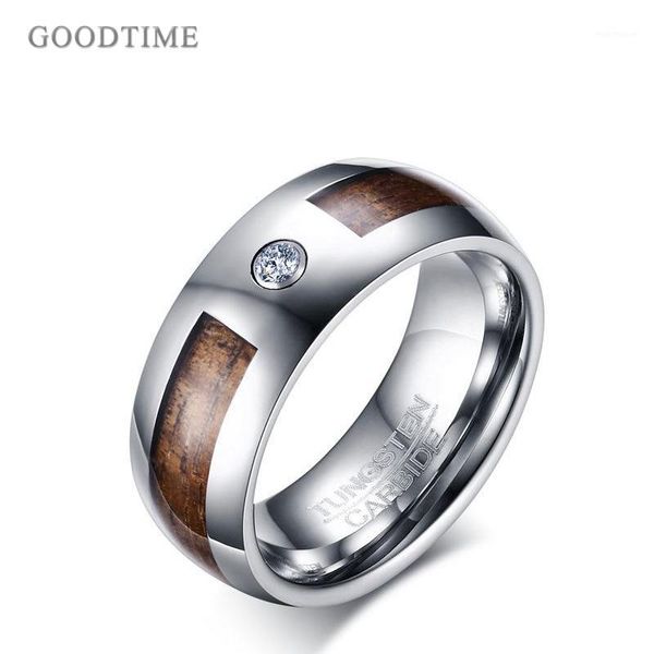 

wedding rings fashion men's ring tungsten carbide jewelry engagement wood grain zircon gift for party dress up1, Slivery;golden