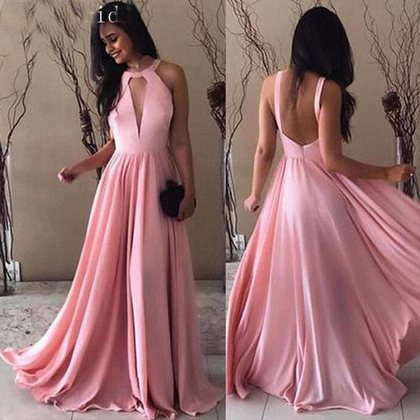 

maldives travel pink long necked evening dress 2020 new european and american friend bridesmaid dress spring, Black