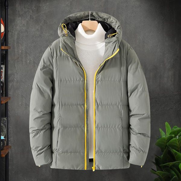 

мужчины в зимней хлопчатобумажной жарке и кепкам теплые хлопчатобумажные одежды, досуг молнии han edition красивые молодые люди, Black