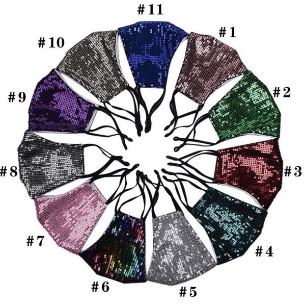 

factory bling bling face mask 11 colors thin version summer breathable sunscreen sequin mask washable face masks can put