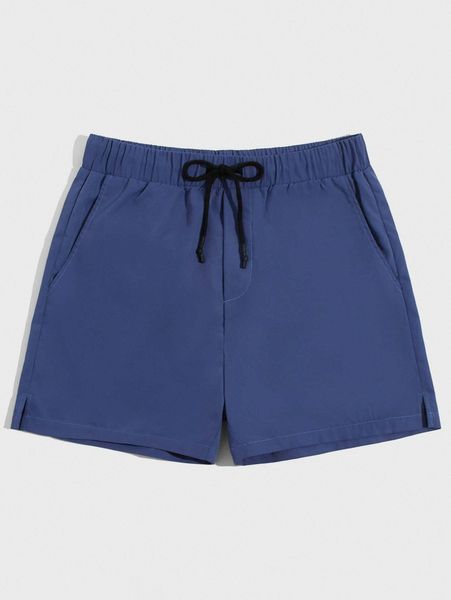 

men solid drawstring waist shorts q4sv#, Black