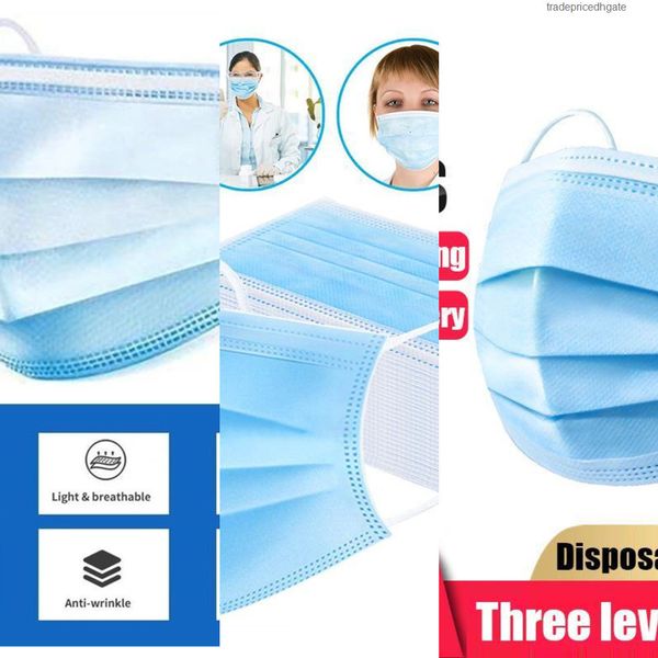 

face masks ear stockdisposable in with elastic loop 3 ply breathable and comfortable for blocking dust air pollution protection pack p52