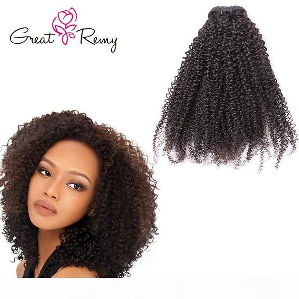 

greatremy 9a afro kinky curly hair weaves weft full cuticles human hair extensions brazilian deep curly wave hair bundles, Black