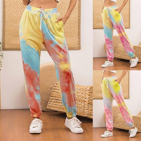 

women's pants & capris pantalones de mujer 2021 women comfort straight wide leg loose pocket tie-dye gradient trousers sky blue trouser, Black;white