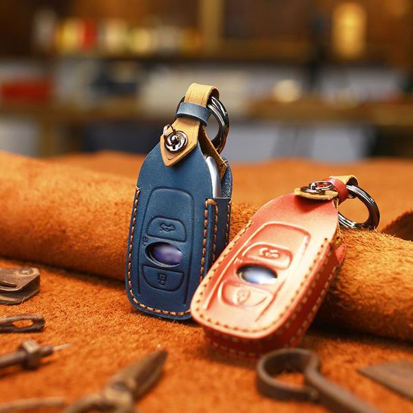 

genuine leather car key shell case cover for subaru xv brz leather remote car key chain holder bag h wmtnfr