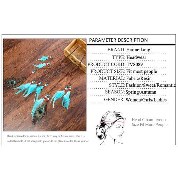 

haimeikang india splice peacock feather headband feather headband women bohemian headdress adjustable hair accessories haimeika qylzay
