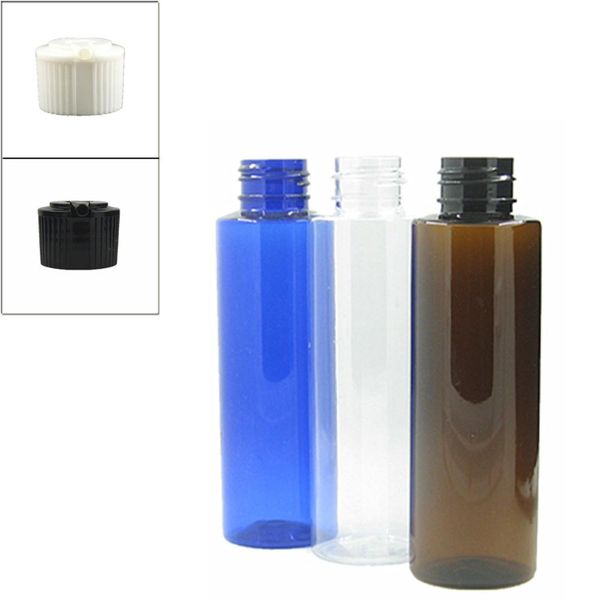 

100ml empty clear/blue/amber cylinder plastic bottles pet bottle with black/white spouted cap 5pc 100ml empty wmtapl