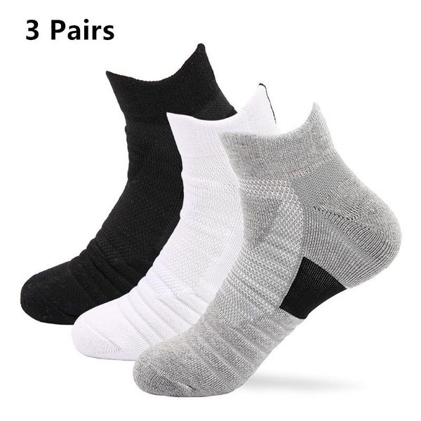 

men's socks 3 pairs/lot basketball man long thickening towel bottom cotton outdoors run badminton tennis middle tube sport, Black