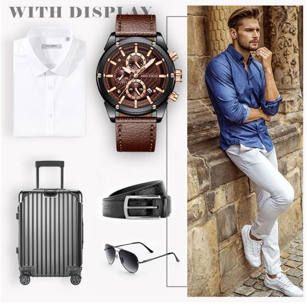 

watches men's brand luxury masculino hombre watches wrist watch fashion designer gifts men for sport genuine mens leather relojes q vqq, Slivery;brown