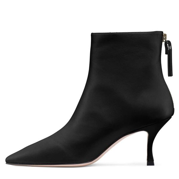

2021 the new woman finger zip stiletto heel fashion boot wcar, Black