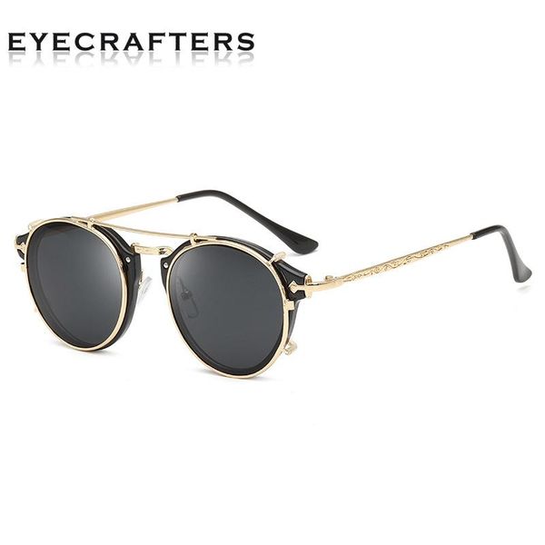 

sunglasses eyecrafters womens fashion design vintage double bridge removable steampunk brand, White;black