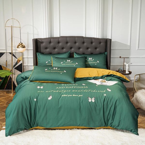 

green designer bedding sets cotton duvet cover anti-wrinkle comforters cover set  size fashion bed sheet pillow cases