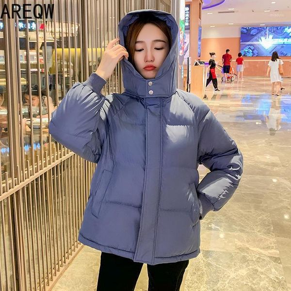 

2020 autumn winter cotton cloth women's short korean-style loose hooded cotton-padded clothes padded cotton-padded jacket coat1, Black