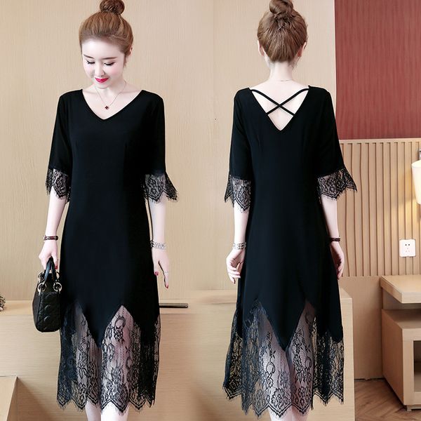 

women ladies will see large black lace patchwork plus size l thin ocasional blouse loose dressed shirts vbrp, Black;gray