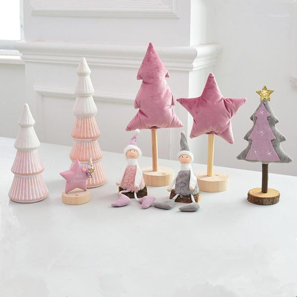 

ins mini pink christmas tree deskornaments wooden xmas tree girls new year gifts christmas decorations for home party decor1