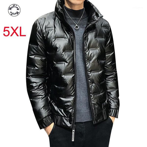 

men's 80% white eiderdown down jacket winter bright stand collar thin light down jacket 5xl1, Black