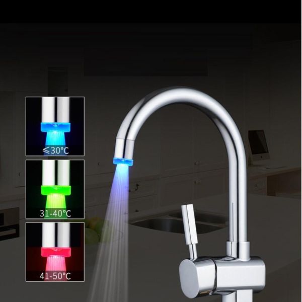 

creative multi-color luminous light-up led water faucet basin tap nozzle bathroom kitchen temperature sensor faucet change color