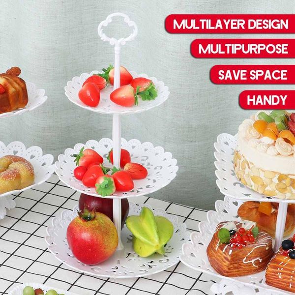 

other festive & party supplies 6pcs 3 tier cake stand afternoon wedding plates tableware bakeware plastic tray display rack decorating tools