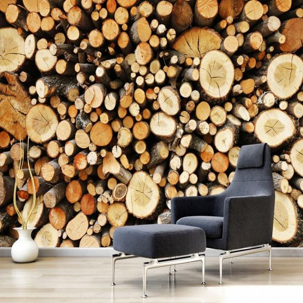 

wallpapers dropship custom mural retro european style wood timber background wall decoration for living room
