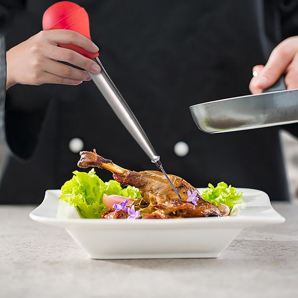 

stainless steel turkey baster oil dropper cooking turkey meat needle meat syringe marinade injector food flavour kitchen gadgets baking tool