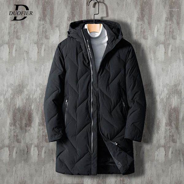 

men's white duck down jacket warm hooded thick puffer jacket coat male casual overcoat thermal winter parka men1, Black