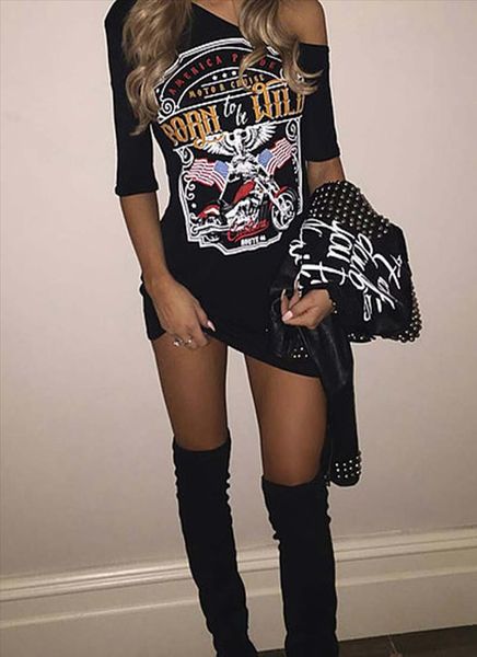

женщины vintage off off rock style gothic harajuku черное платье длинная футболка ежедневно modis мини-платье vestido ropa mujer 30, Black;gray
