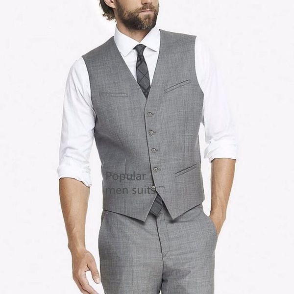 

2019 custom socially male slim fit vest suit men waistcoat suit vest fashion formal business casual sleeveless light gray1, Black;white