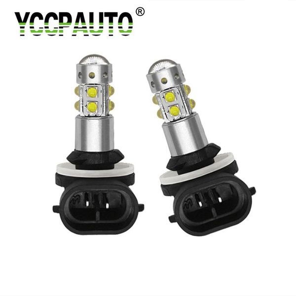 

yccpauto 2pcs h27 880 881 led fog lights headlight cree led chips 50w white 6000k for auto driving lamp car light source 12v