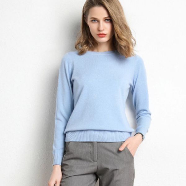 

new women sweater autumn winter clothes solid round neck sweater jumper long-sleeved knitted pullovers shirt female h1211, White;black