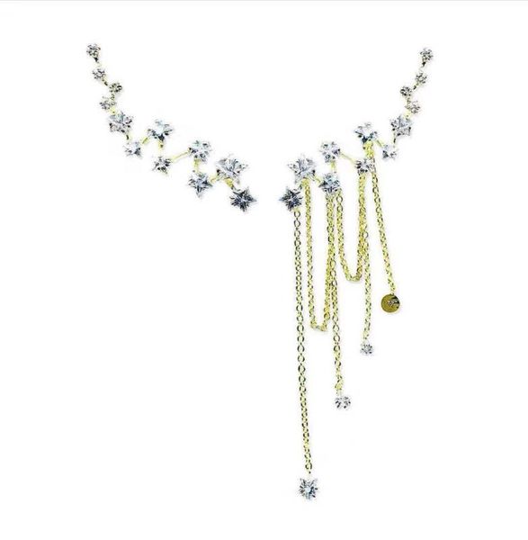 

new selling fashion romantic meteor shower earrings star diamond zircon tassel earrings women's ear clip, Silver