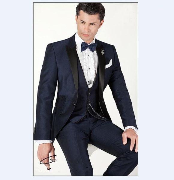 

men's suits & blazers latest coat pant designs navy blue groom tuxedos italian style mens wedding party suits(jacket+pants+vest+bow tie, White;black