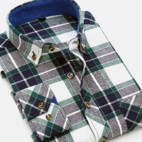 

2018 men england style casual grind long sleeve turn-down collar shirts camisa,pure cotton soft breathable plaid printed shirts11, White;black