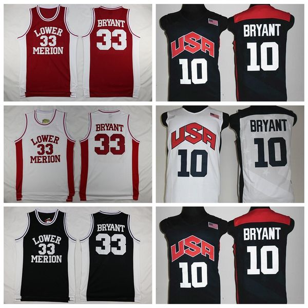 NCAA 2012 Team USA Lower Merion 33 Bryant Jersey College Men High School Basket Hightower Dream Rosso Bianco Blu cucito per gli appassionati di sport Alta qualità in vendita