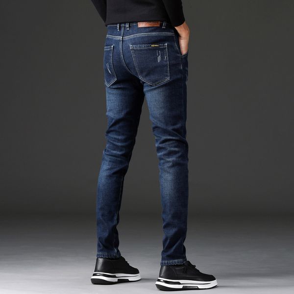 

autumn 2020 korean fashion thick elastic slim blue trendy jeans men's pants