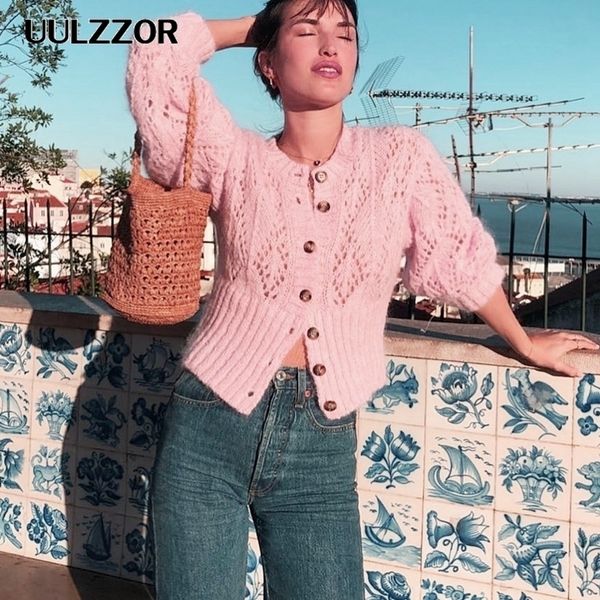 

uulzzor sweater women hollow out crohect knitted cardigan autumn lady sweater long sleeve high waist female outwear jumper y200720, White;black