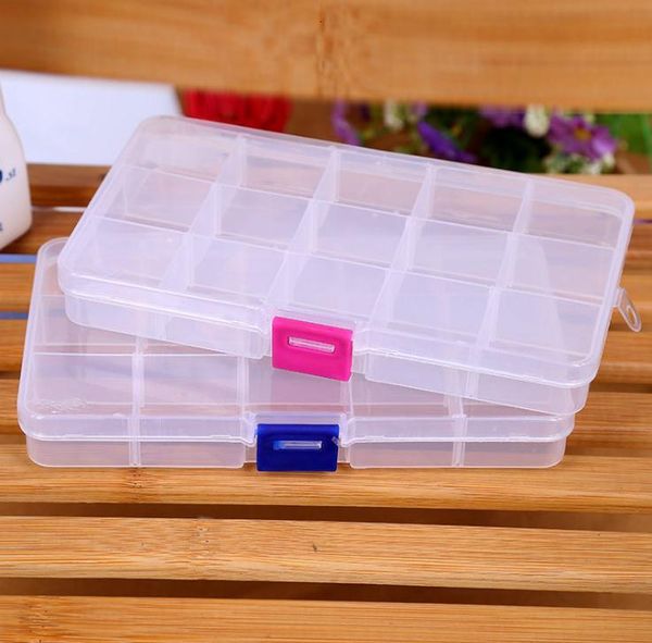 

storage 15 small compartment plastic box clear for jewelry earrings toys container sn1329