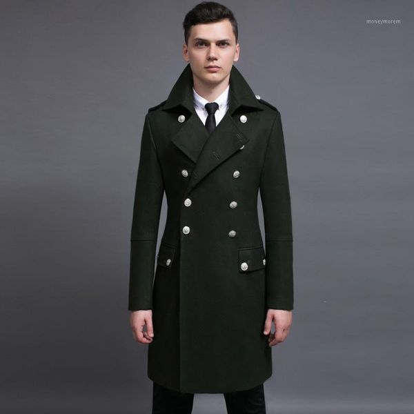 Мужская шерстяная смесь оптом - дизайн мужские пальто и куртки S-6XL негабаритные высокие большие мужчины Зеленое шерстяное пальто Германия армии военно-морской флота